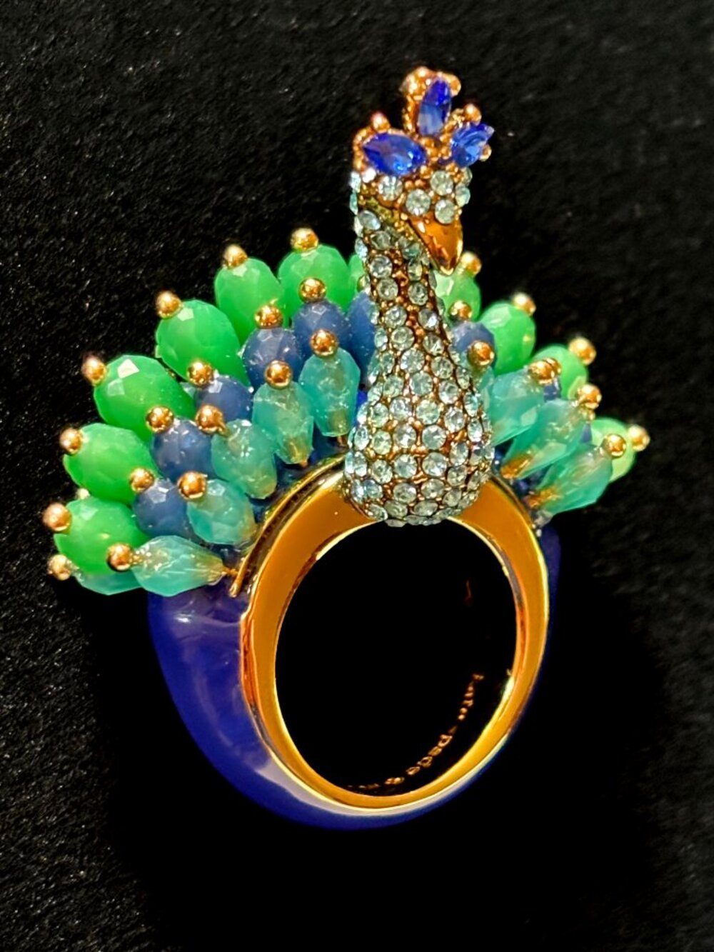 RARE Kate Spade Full Plume Peacock Cocktail Ring EXCELLENT CONDITION - Picture 2 of 8